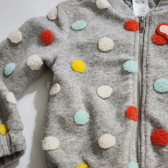 Disney Boys 3D Polka Dot Pom Pom Dumbo Timothy Mouse Bomber Jacket Size 5t RARE - Picture 3 of 10